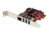 StarTech.com 3 Port PCI Express USB 3.0 Card + Gigabit Ethernet - Right-angle